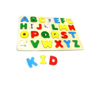  Mainan  Edukasi Puzzle Huruf Besar plus gambar dan kata 