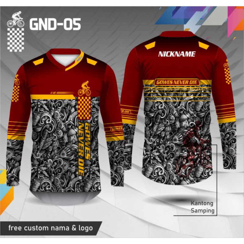Baju jersey Gowes KANTONG SAMPING lengan panjang | baju sepeda pria