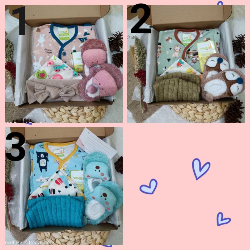 Hampers Kado Bayi Baru Lahir Newborn 0-3 bulan Velvet junior Libby  Baju  Bayi Cewek Cowok-2