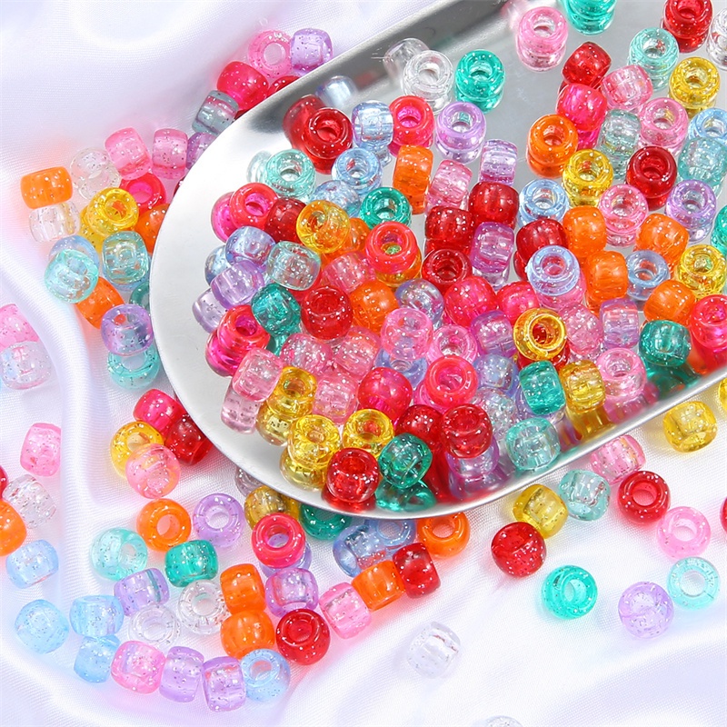 100Pcs Candy Color Acrylic Round Hole Spacer Beads For Jewelry Making Charms Kids DIY Craft Earring Bracelet Handicrafts