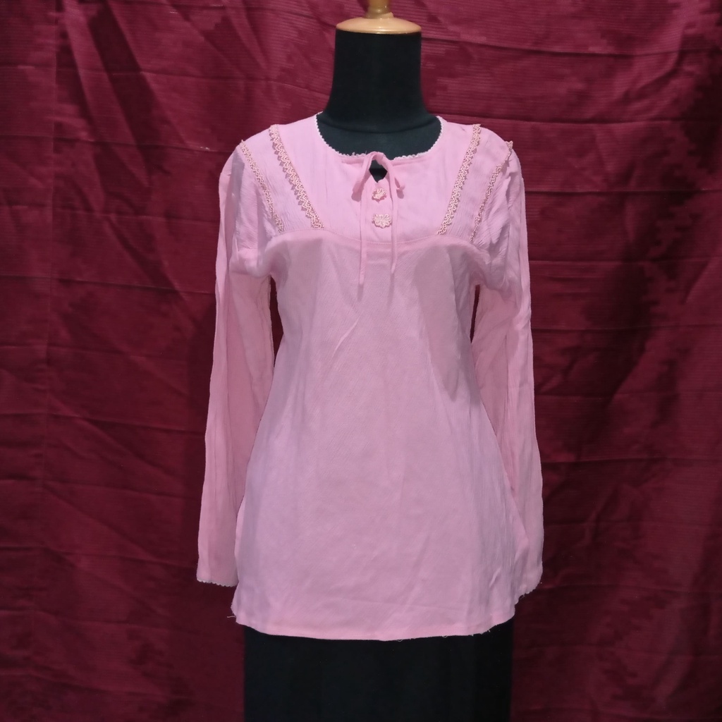 Kaos Lengan Panjang Pink Fanta Wiris *Preloved*