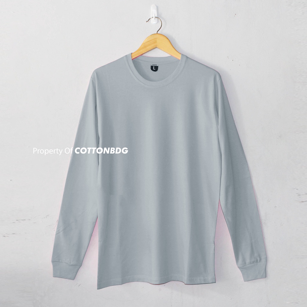 KAOS POLOS ABU MUDA WANITA GREY SOLID LENGAN PANJANG UKURAN S-XL BAHAN COTTON COMBED 30S ORGINAL