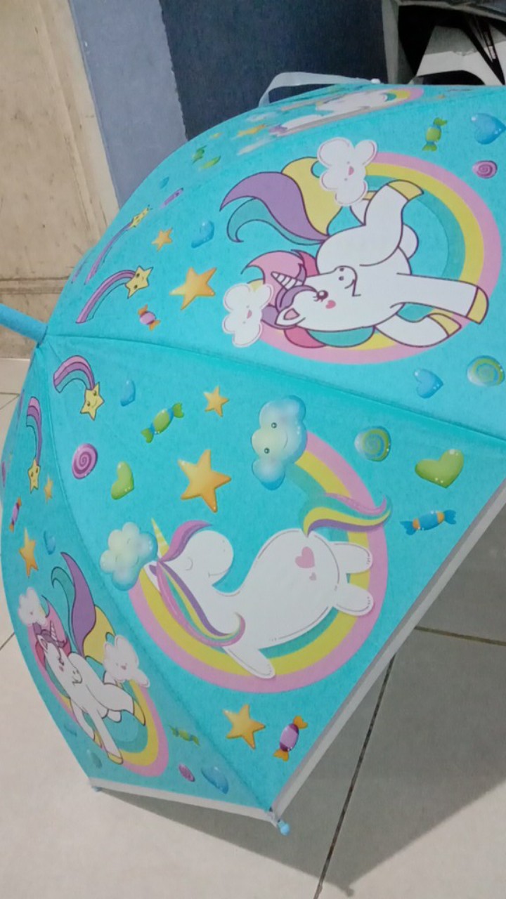 Jktumbrella / Payung Anak Unicorn / Tongkat / Dof / Plastik - 1171