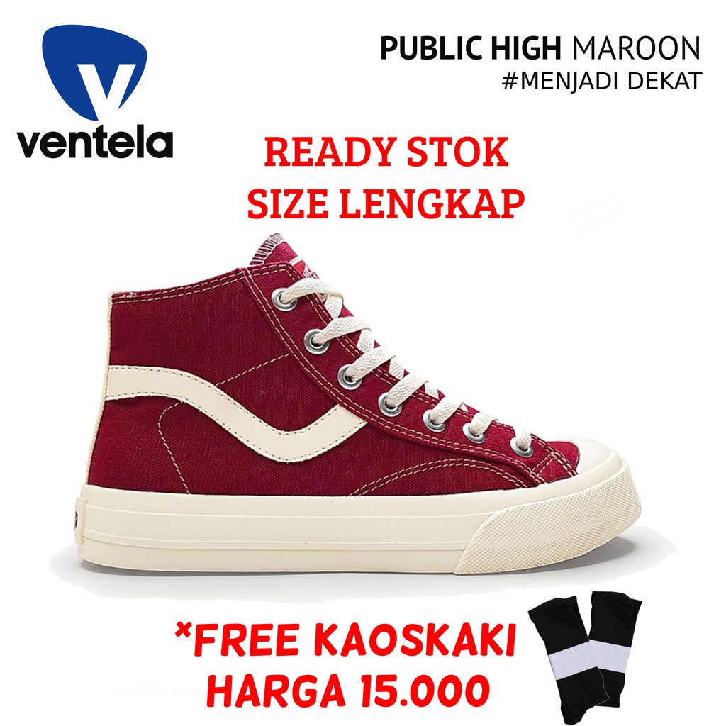 VENTELA PUBLIC HIGH MAROON & LOW MAROON ORIGINAL - SEPATU SNEAKERS PRIA