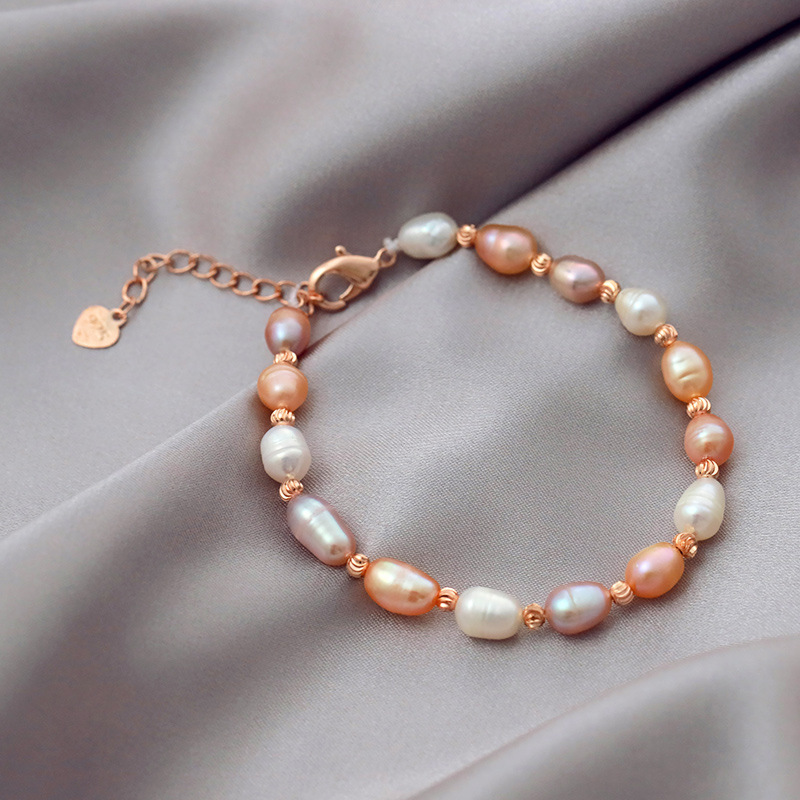 Cultured Freshwater Pearl Bracelet Handmade Small Pearls Beads Bracelets 21cm with Extended Chain