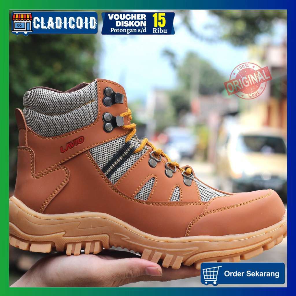 SEPATU BOOTS PRIA LAVIO ARMOR READY 39-43 SAFETY UJUNG BESI KERJA LAPANGAN OUTDOOR GUNUNG LAVIO ARMO