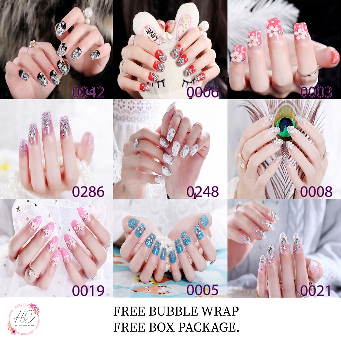 Kuku Palsu 3D - 24 Pcs by HC - Kuku Palsu - Nail Art - Kuku Palsu Wedding - Kuku [16 JENIS WARNA]