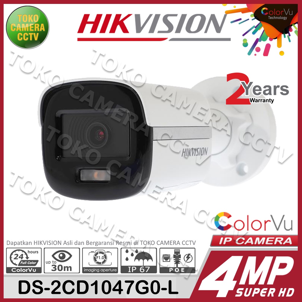 IP CAMERA 4MP HIKVISION DS-2CD1047G0-L IP KAMERA COLORVU CCTV POE