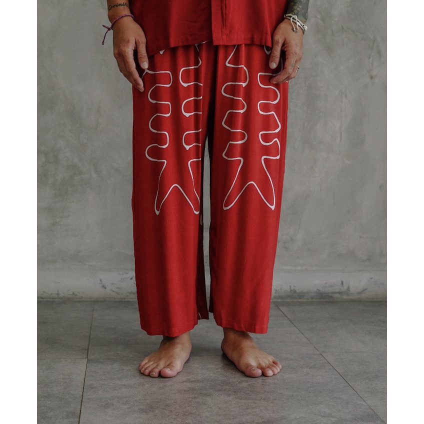 Red Jumbo Fish Wide Pants
