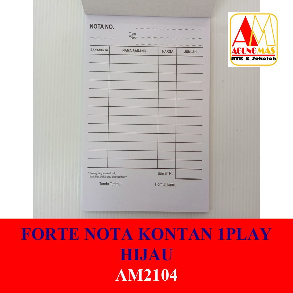 

FORTE NOTA KONTAN 1 RANGKAP HIJAU