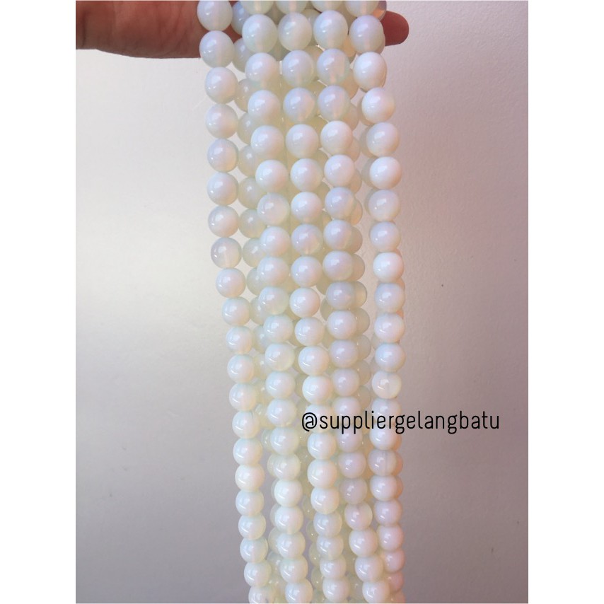 Moonstone opalite 12mm ready stock glow tembus cahaya senter akik alam aksesoris batu alam unisex