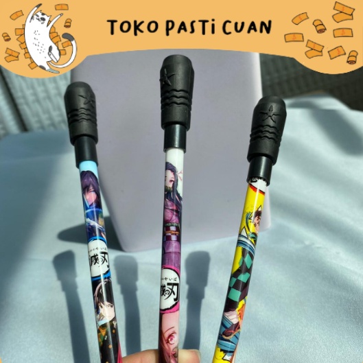 pulpen pen gel putar magnet demon slayer pena lucu tinta hitam bisa COD pen imut keren pulpen unik atk kebutuhan anak sekolah termurah import-2