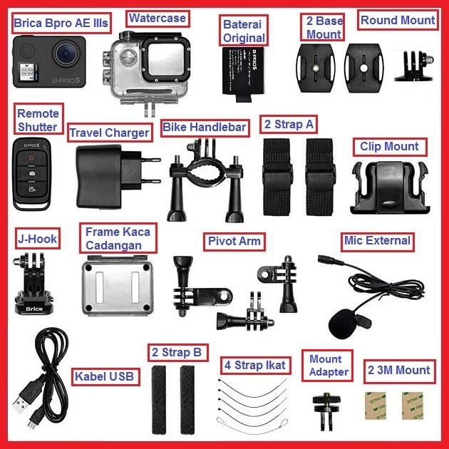 (38 in 1) Paket Ultimate Brica Bpro 5 Mark 3s IIIs Action Camera Original Baru Garansi-1