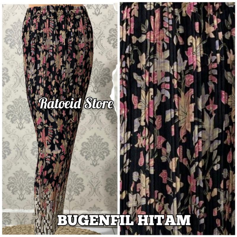[200 Motif - Part 01] Rok Plisket Batik Panjang / Rok Batik / Rok Kebaya / Rok Wisuda / Bawahan Kebaya / Bawahan Batik / Rok Kondangan / Rok Pengantin / Rok Akad / Rok Lamaran / Rok Span / Rok Prisket Batik Jumbo Batik Production Original By Ratoeid Store-NO.30 Bugenfil hitam