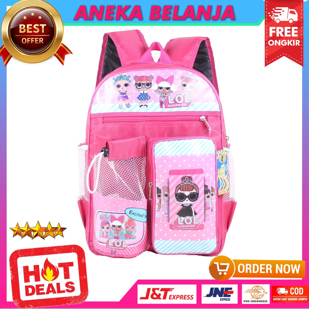 TAS ANAK RESLETING ATAS MOTIF LOL PINK RANSEL SEKOLAH ANAK KARAKTER MURAH MULTIFUNGSI BERKUALITAS