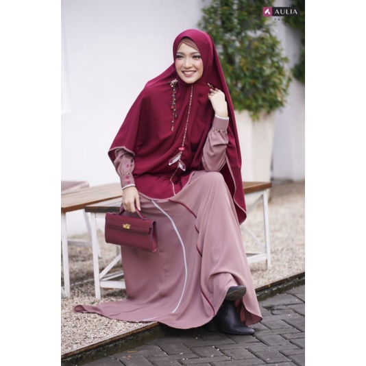 SET GAMIS SYARI LARISSA MOCCA MAROON ORIGINAL AULIA FASHION TERBARU 2022