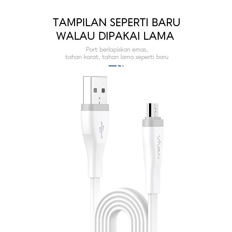 Kabel Data Micro VIVAN SM30S SM100S SM200S 2.0A FAST CHARGING Kabel Charger Android Kabel Casan V8 100cm GARANSI