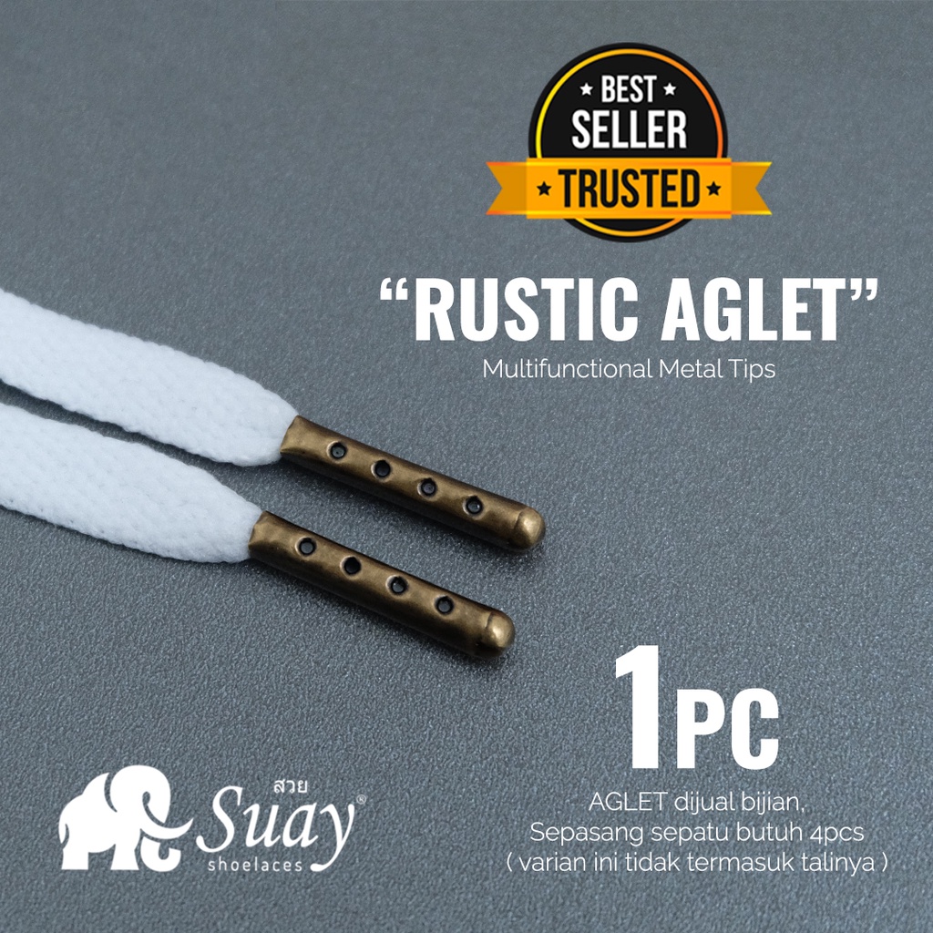 PREMIUM AGLET Metal Tip Warna RUSTIC Ujung Tali Sepatu Aglets Hoodie Jaket Jumper Joger Boxer | SUAY Indonesia The Real Premium Shoelace