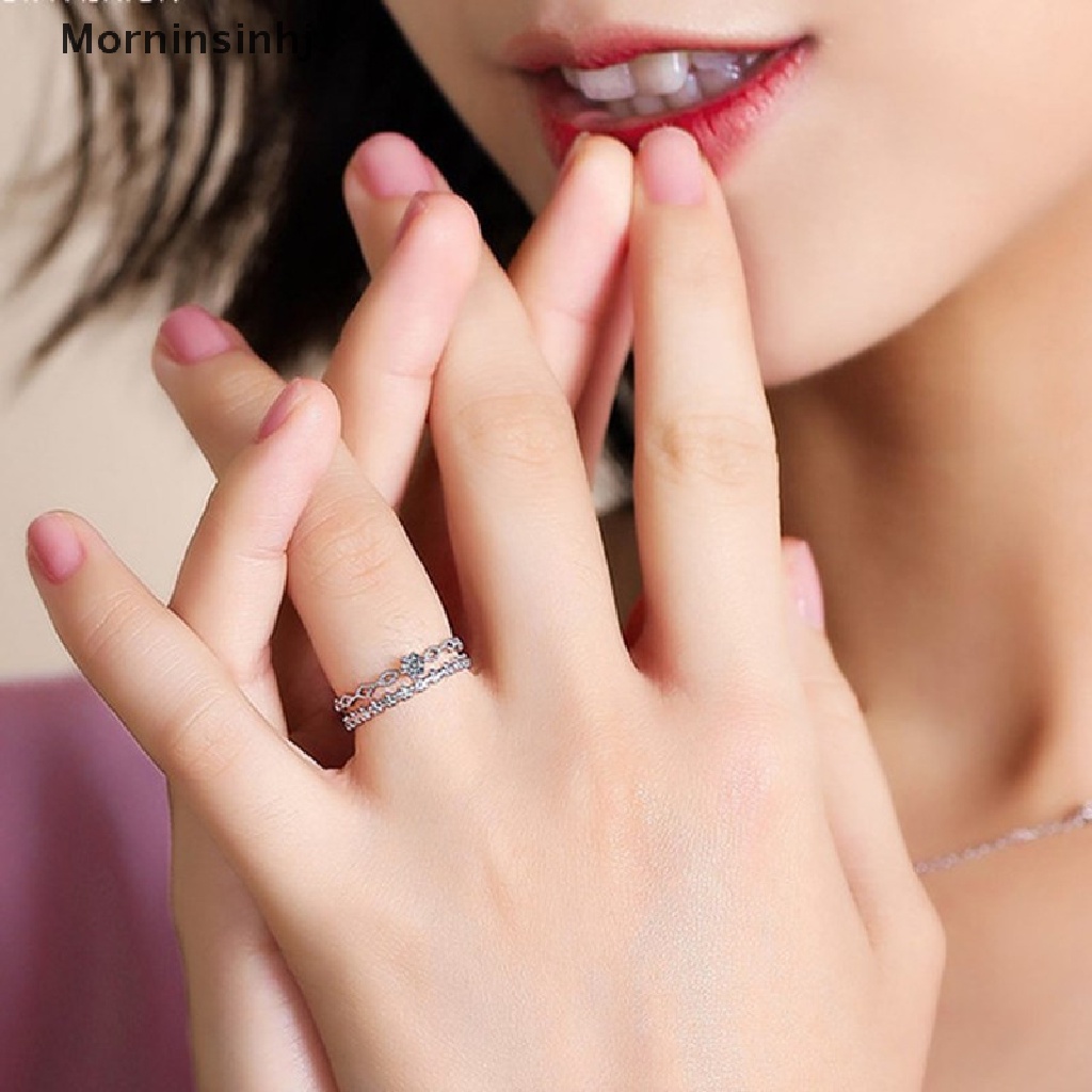 Mornin Cincin Pembukaan Multilayer Kristal Untuk Wanita Zirkon Geometris Knuckle Finger Ring id