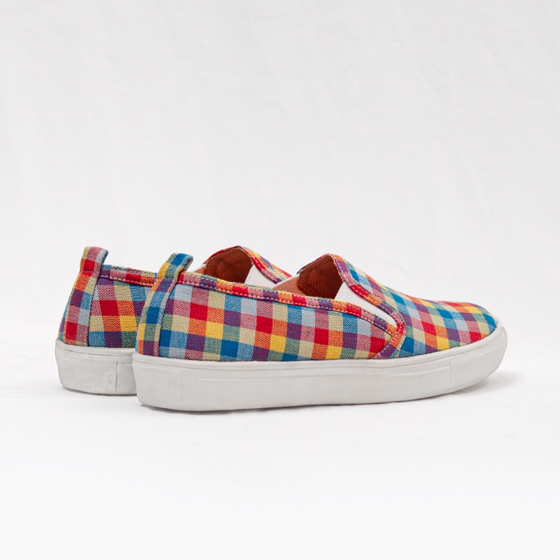 morningbell - sepatu wanita sneakers slip on rainbow