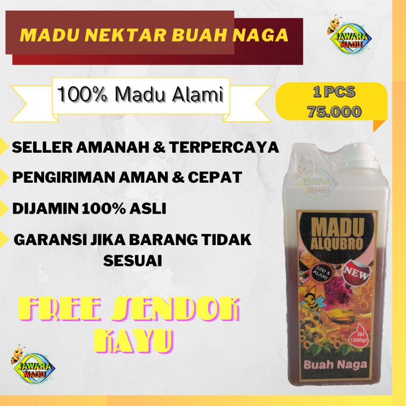 Madu Asli Murni 100% Nektar Buah Naga 1Kg Obat Diabetes Setara Tj Al Asli Uray Hdi Al Shifa Clover