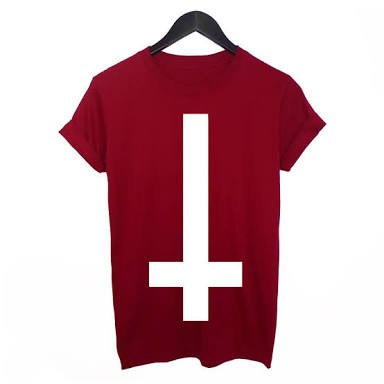 Kaos salib terbalik t shirt cross