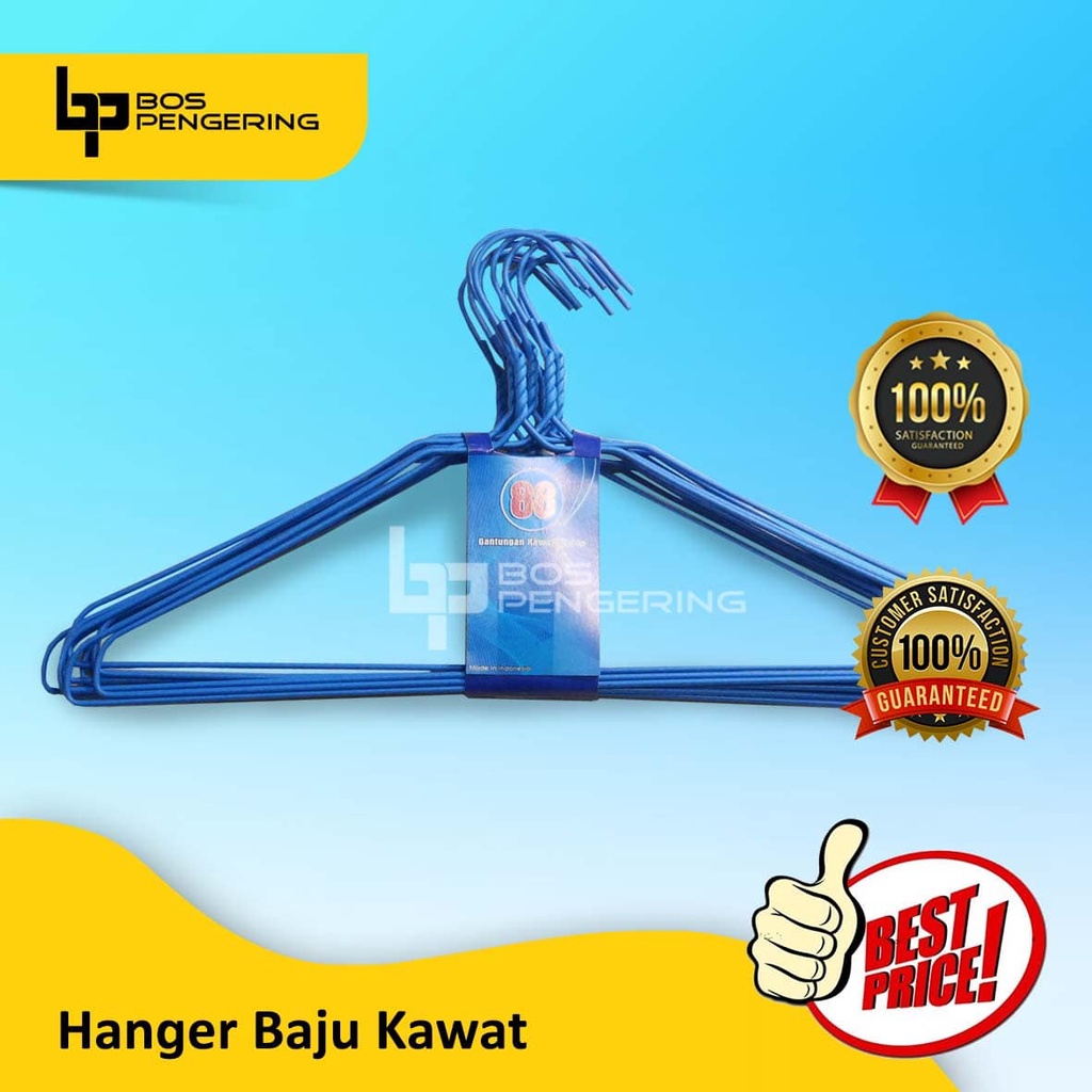 Gantungan Baju Kawat Berkualitas - Hanger Kawat Lapis Plastik Warna Untuk Pakaian 10 pcs