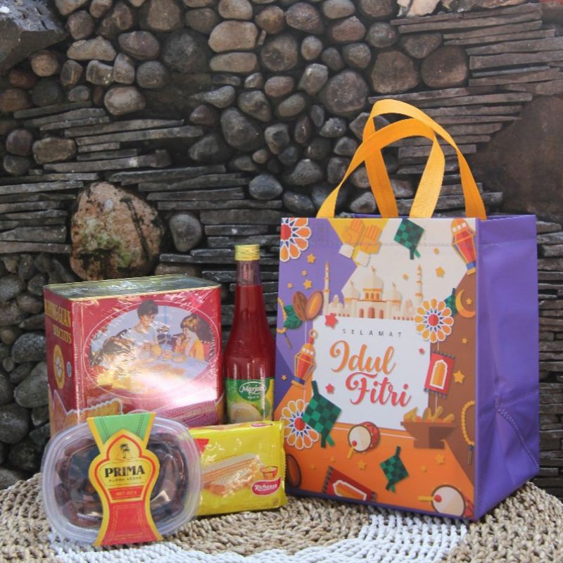 

BKN Tas Parcel Lebaran Hari Raya Idul Fitri | Tas Goodiebag Spunbond HLB 30x24x20 Press BOX Masjid Lampion | Tas Souvenir | Tas Sembako