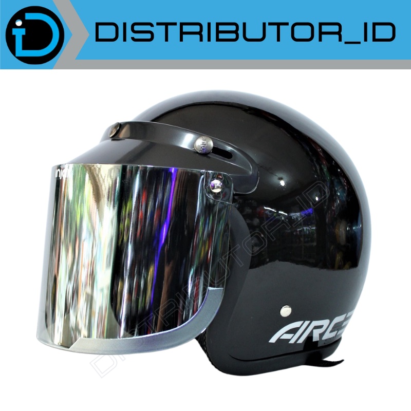 HELM BOGO DEWASA Retro ARC GARIS ORIGINAL KACA DATAR KACA CEMBUNG SNI