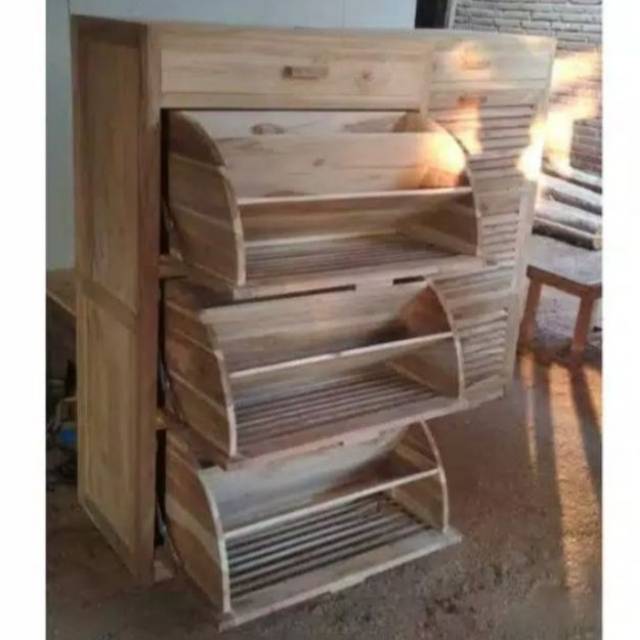 Rak sepatu lemari sandal kayu jati furniture Jepara mentah
