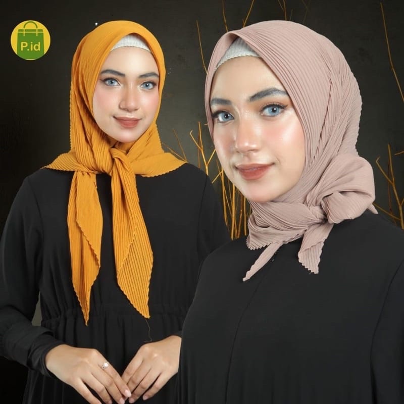 (KJI) HIJAB SEGI EMPAT CHANY PLISKET SQUARE POLYCOTTON