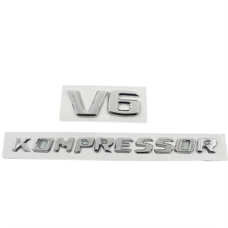 1 x ABS V6 KOMPRESSOR Letter Car Auto Decorative Emblem Badge Sticker Decal Replacement For Mercedes Benz V6