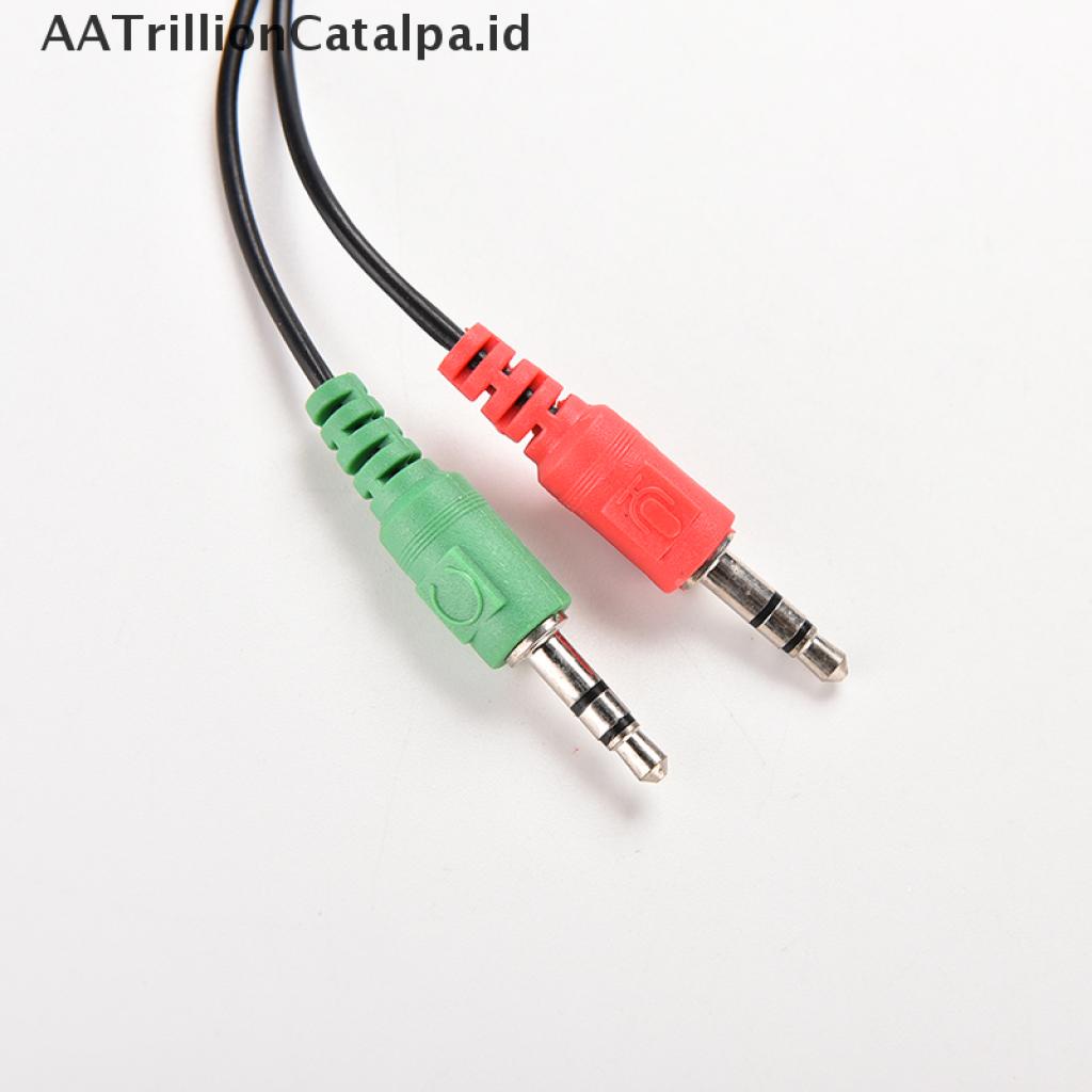 (AATrillionCatalpa) Kabel Splitter Jack Audio 3.5mm Female Ke 2 Male Untuk Headset / Mic