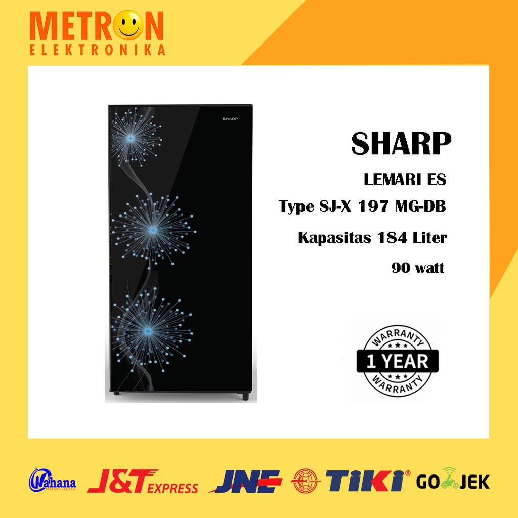 SHARP SJ X 197 MG DB / DANDELION BLUE KULKAS 1 PINTU 184 LITER / TEMPERED GLASS TRAY / SJX197MGDB