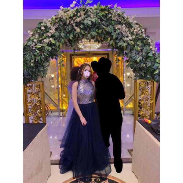 Gaun pesta gaun party dress party navy