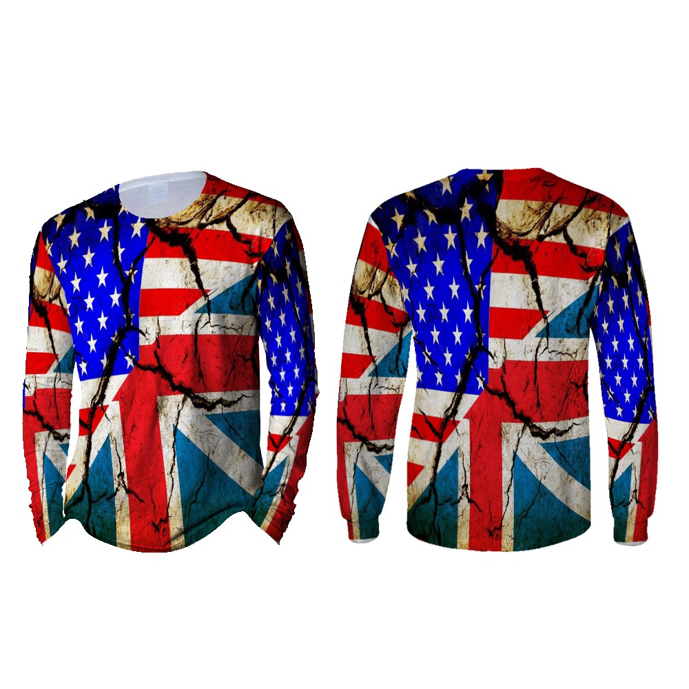 Kaos Baju Tangan Panjang Bendera Inggris Amerika Custom art 1