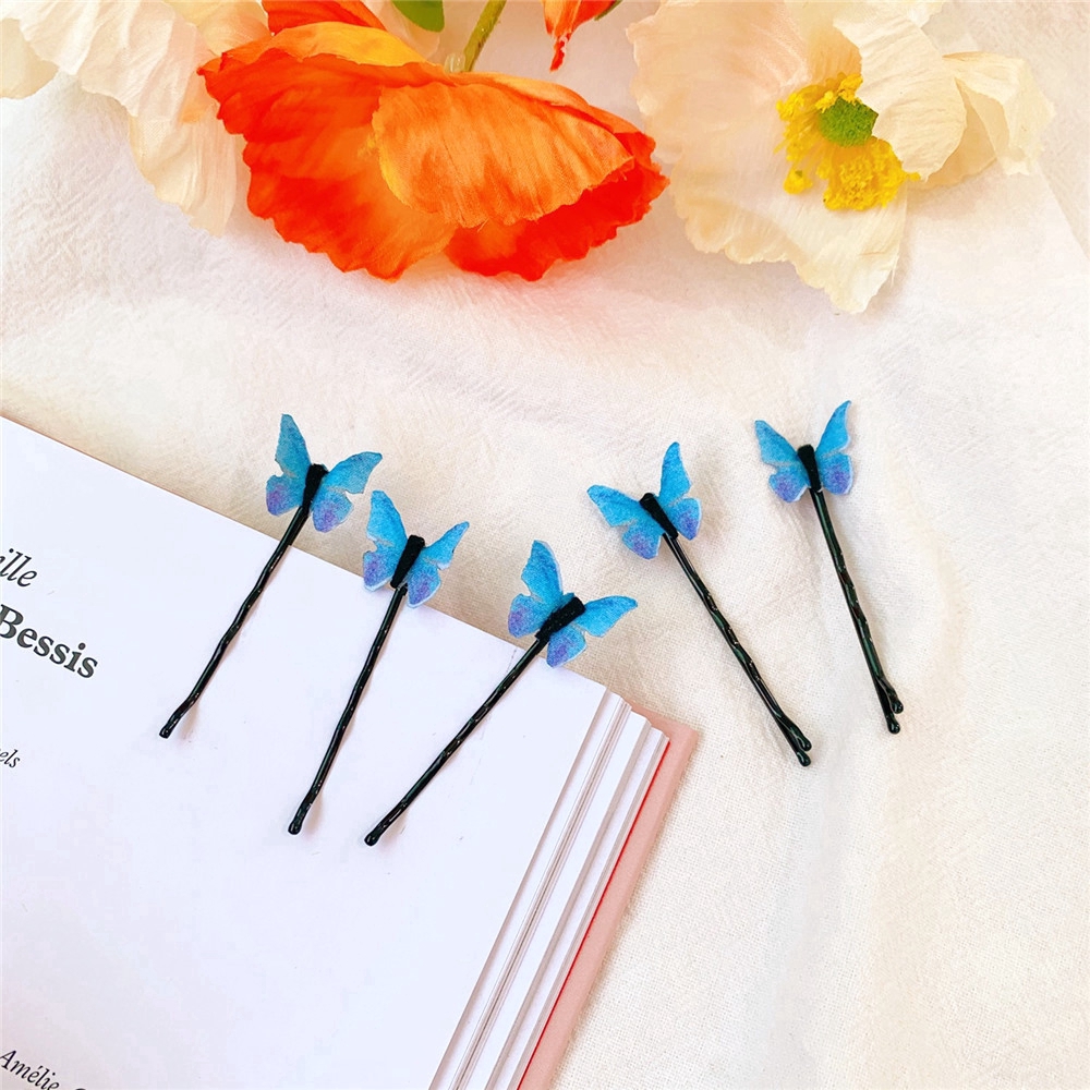 1PC Women Cute Hair Clip Blue Butterfly Hairpin Girl Simple Hair Accessories