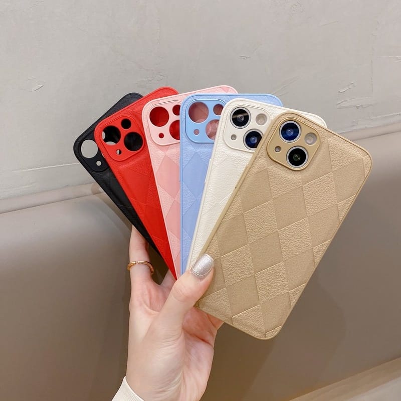 Soft Case Silicone Luxury Leather Case Square Untuk iPhone 7/8/SE/7plus/8plus/11/11pro/11promax/12/12mini/12pro/12promax/13/13mini/13pro/13pormax