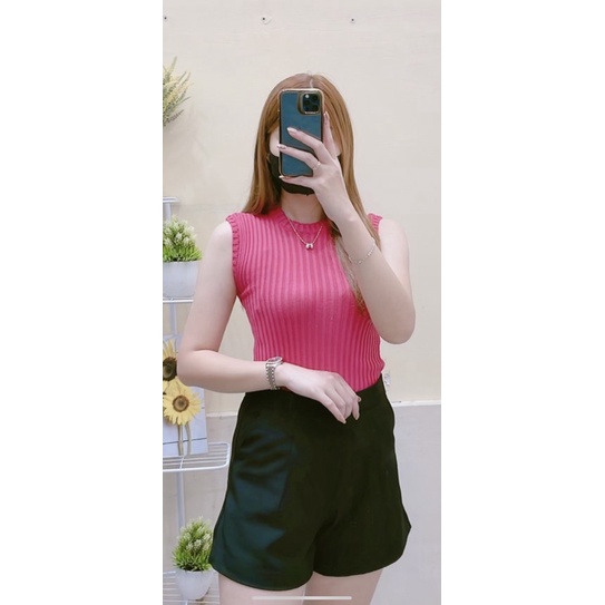 Olivia Tanktop Rajut Wanita - Baju Rajut Knit Singlet Wanita Korean