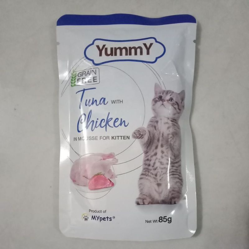 YUMMY SHACET KITTEN TUNA CHIKEN 85gr 12PCS GRAIN FREE