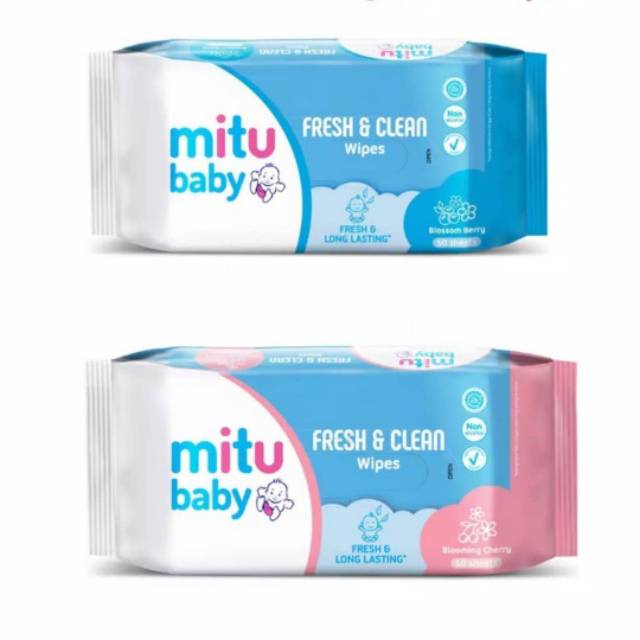 Mitu Baby Wipes isi 20 Sheets Pink Chamomile Biru Non Alcohol