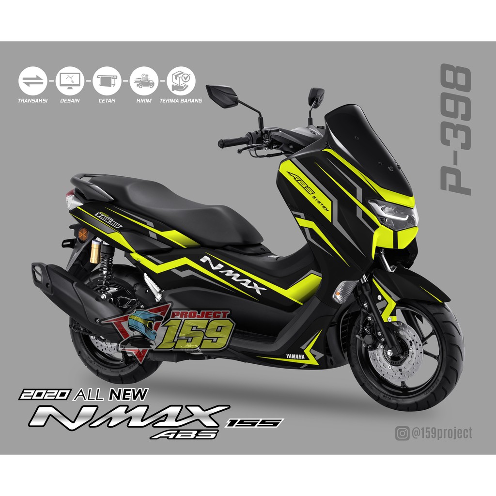 Stiker Motor All New NMAX 155 ABS 2020 - P-398 Black Lime Livery