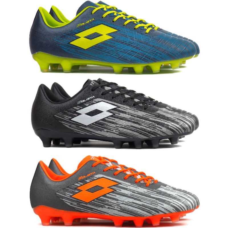 Sepatu Bola Lotto Solista 700 III FG Mosaic Blue Black Grey Orange Original