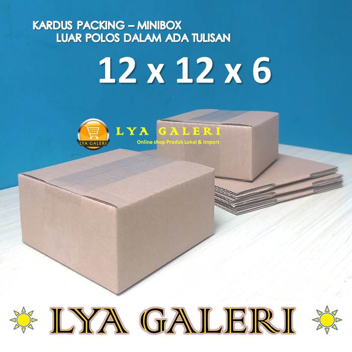 Karton Box Kardus Packing Uk.12x12x6 cm Luar Polos Dalam Ada Tulisan