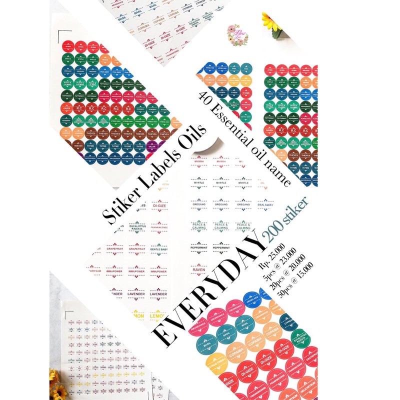 

Stiker labels oil everyday set - stiker essential oil DIY - cutting sticker - stiker tutup botol