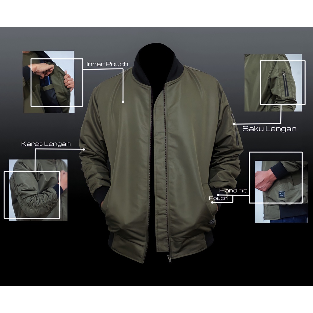 Jaket Bomber Pria Waterproof &amp; Windproof