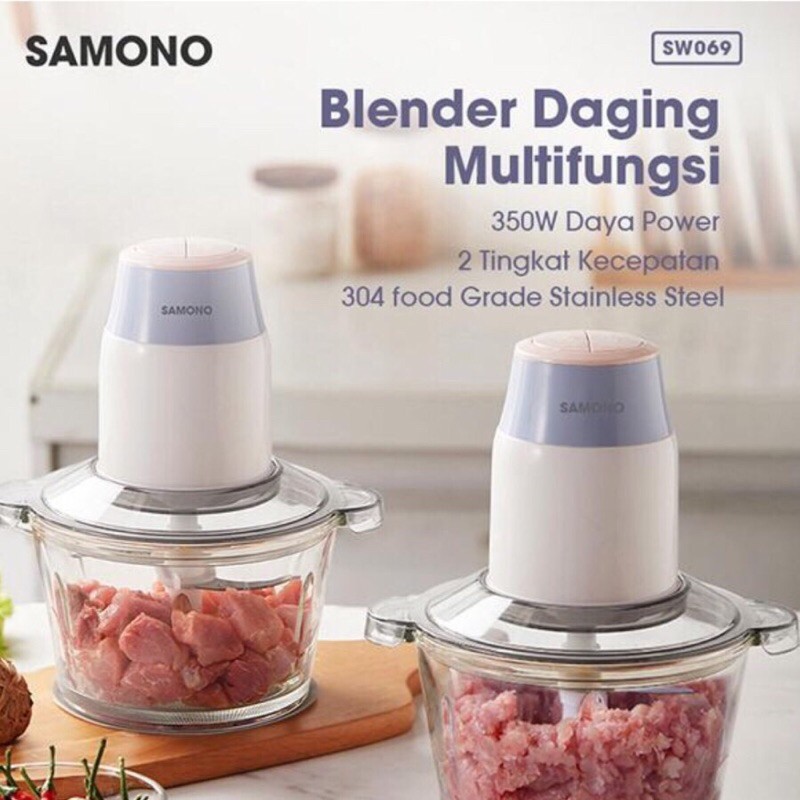 SAMONO Blender Penggiling Daging Sayur dan Buah Food Processor 2 Speed 350Watt  Murah SW069 ORI