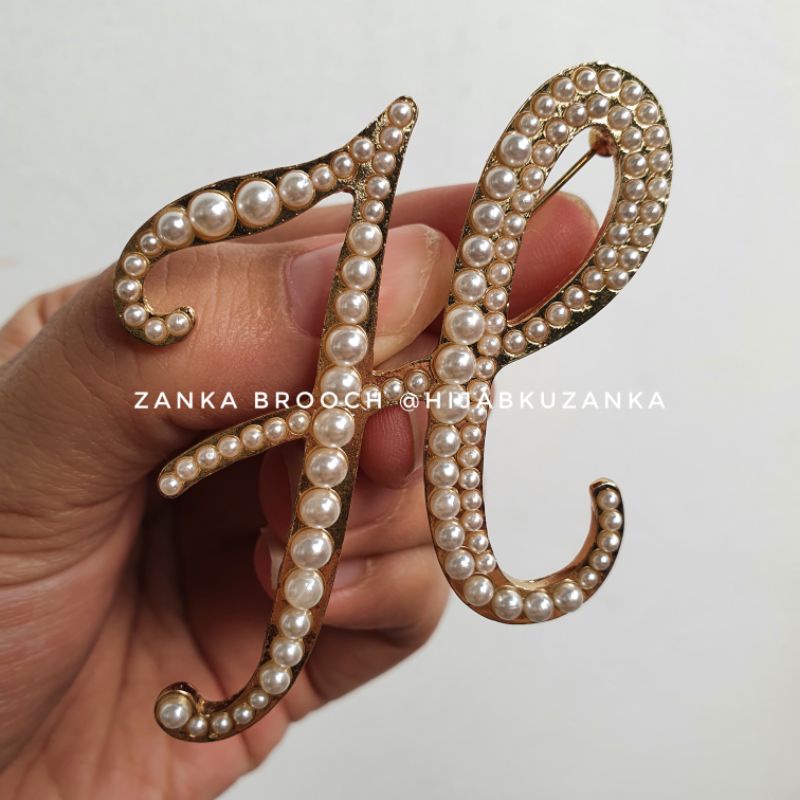 bros abjad mutiara | bros huruf | bros inisial nama | alphabet brooch-H