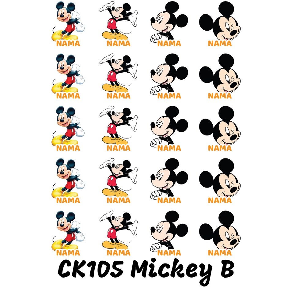 

Sticker Nama Cutting Label Waterproof Tahan Air Mickey D (CK105)