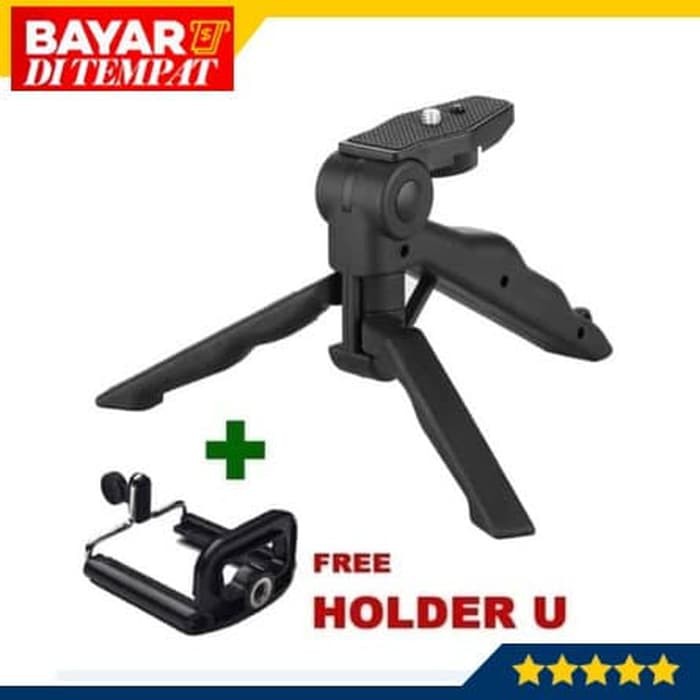 Tripod Handle Mini Gagang Portable Tripod Folding 2 in 1 HP Smartphone